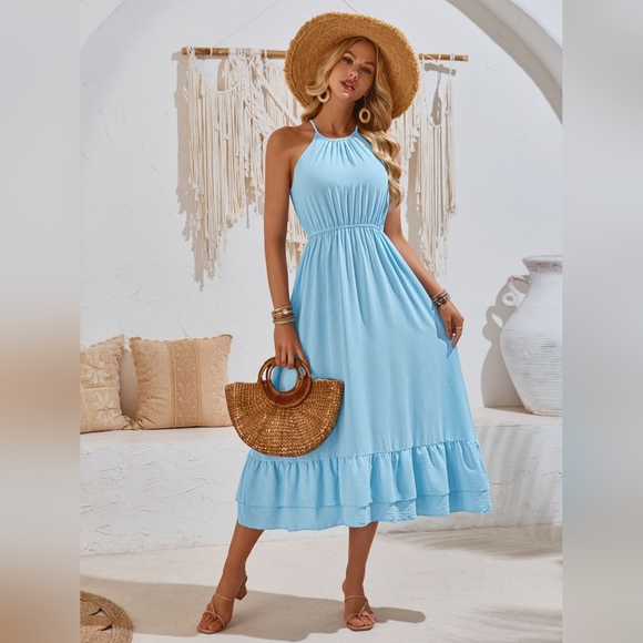 Ruffled Round Neck Sleeveless Dress - Picture 3 of 6